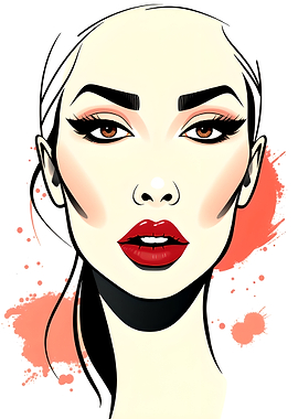 Glamorous Woman Portrait with Red Lips