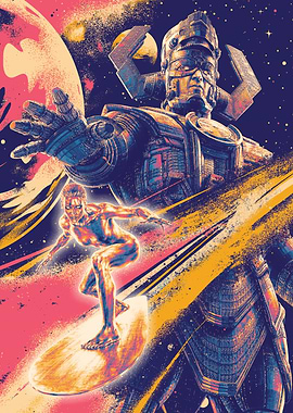 Silver Surfer and Galactus Epic Pose