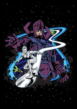 Galactus and Silver Surfer Cosmic Illustration