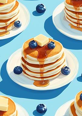 Pancakes with Blueberries and Butter