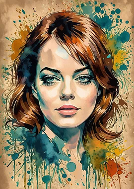 Emma Stone Watercolor Portrait