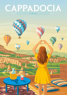 Cappadocia Love Valley Turkey Travel Illustration