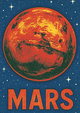Retro Mars Planet Poster
