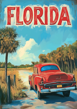 Florida Road Trip Travel Poster