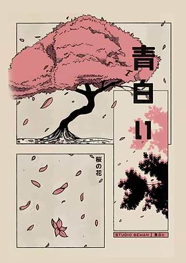 Cherry Blossom Tree Manga Style