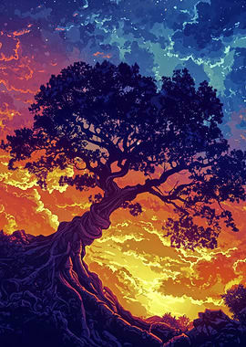 Majestic Tree at Sunset