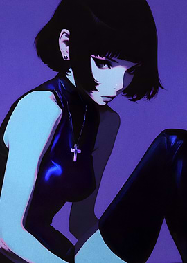 Purple Anime Girl in Black
