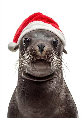 Seal with Santa Hat