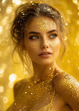 Golden Glitter Beauty Portrait