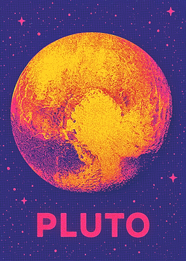 Pluto Planet Retro Space Art