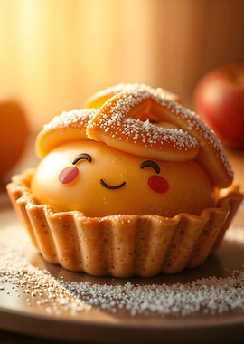 Cute Apple Tart with Smiling Face