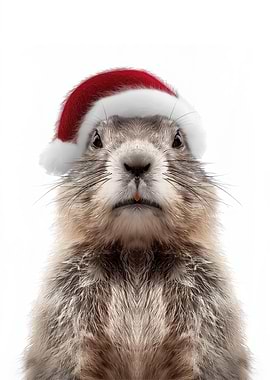 Groundhog in Santa Hat