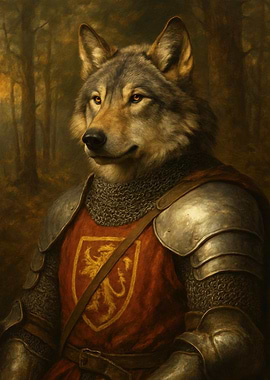 Wolf Knight Portrait - Medieval Wolf Warrior Fantasy Knight