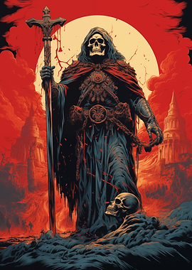 Grim Reaper with Sword and Skull