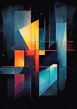 Abstract Geometric Composition on Black