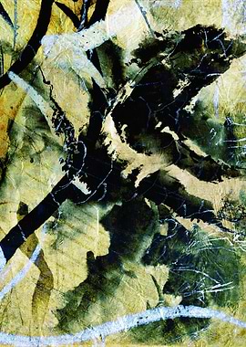 Paper Storm , Abstract Ink and Watercolor Painting