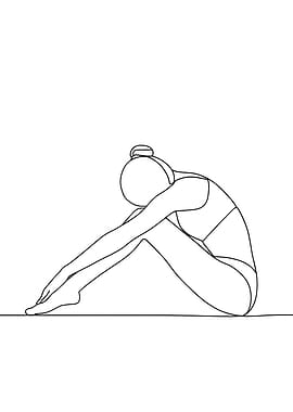 Woman in Yoga Pose Minimalist Line Art