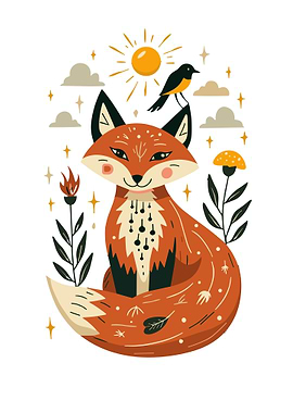 Fox and Bird Illustration