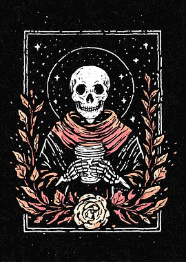 Skeleton Coffee Drinker