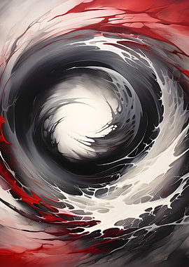Abstract Red, Black, and White Vortex