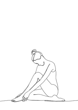 Minimalist Yoga Line Art: Seated Woman