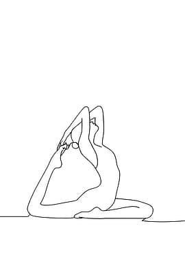 Woman In Yoga Pose Minimalist Line Art