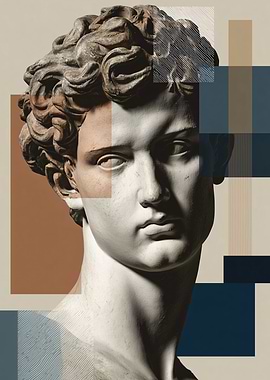 Classical Bust with Geometric Overlay
