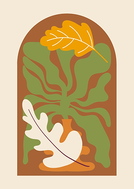 Abstract Leaves in Archway Illustration