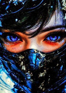 Intense Blue Eyes Masked Portrait