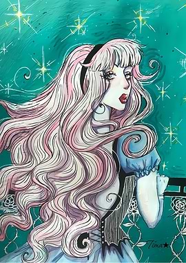 Gothic Girl with Pink Hair