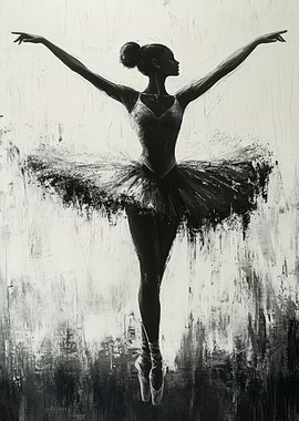 Monochrome Ballerina in Elegant Pose