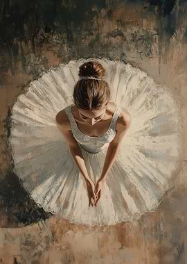 Ballerina in White Tutu | Elegant Ballerina from Above
