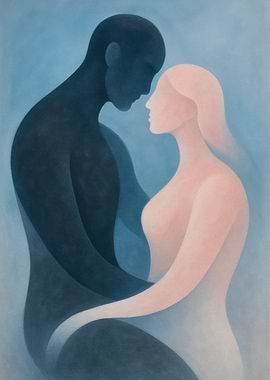 Abstract Couple Harmony: Elegant Balanced Unity Art