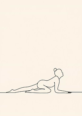 Woman In Yoga Pose Minimalist Line Art
