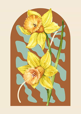 Watercolor Daffodils Floral Illustration