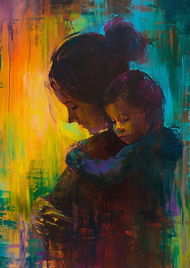 Mother and Child Abstract Painting