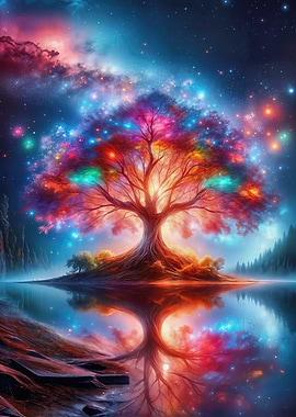 Colorful Tree of Life Reflection