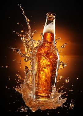 Beer bottle with splash