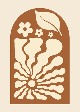 Floral Archway Illustration in Brown and Beige