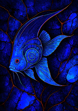 Abstract Fantasy #62 - Blue Angelfish Digital Art