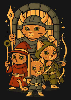 Fantasy Cats Adventuring Party