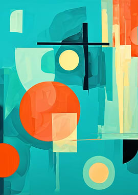 Abstract Geometric Shapes in Teal and Orange