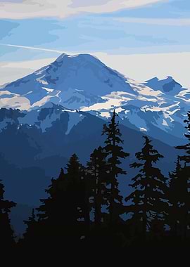 Mountain and Forest Landscape Illustration