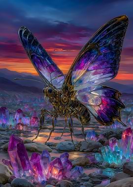 Mechanical Butterfly in Crystal Landscape