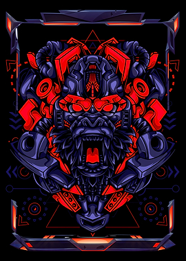 Cyberpunk Gorilla Robot Illustration