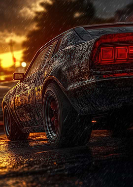 Vintage Car in the Rain