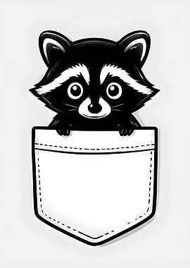 Cartoon Raccoon in Pocket