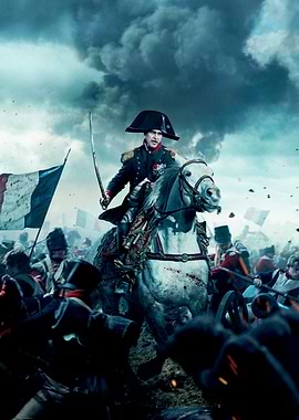 Napoleon on Horseback in Battle Scene