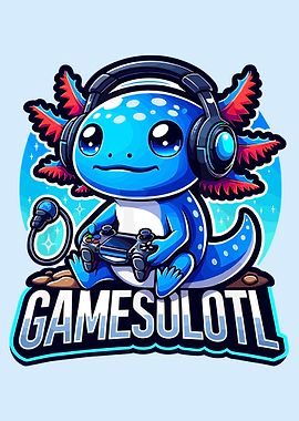 Gaming Axolotl Cartoon Character