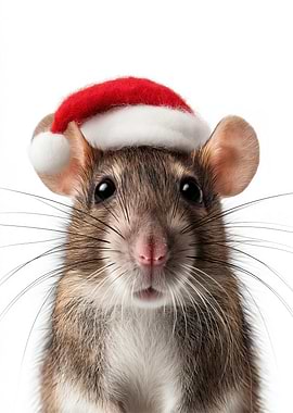 Festive Mouse with Santa Hat